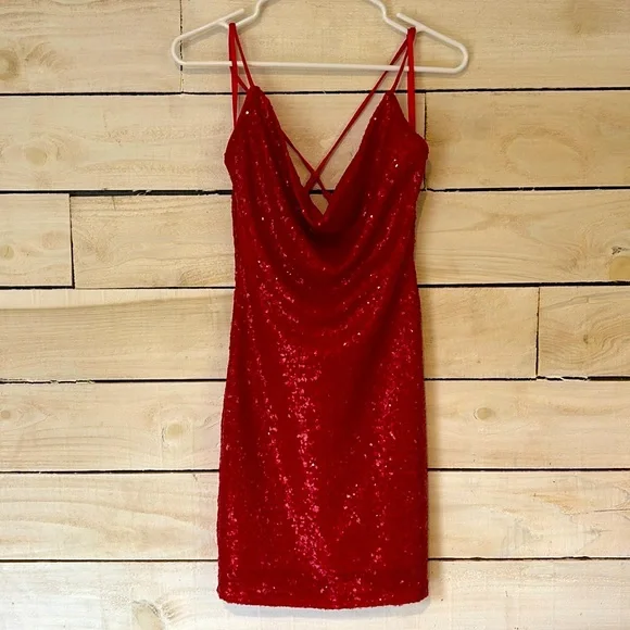 Windsor Red Sequin Mini Dress - Picture 1 of 6